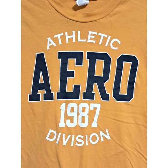Aeropostale Mens Athletic Division 1987 Graphic T-Shirt Large Mustard Yellow - Picture 1 of 8